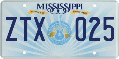 MS license plate ZTX025