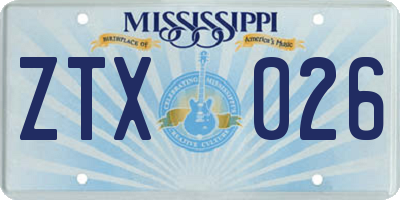 MS license plate ZTX026