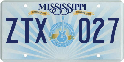 MS license plate ZTX027
