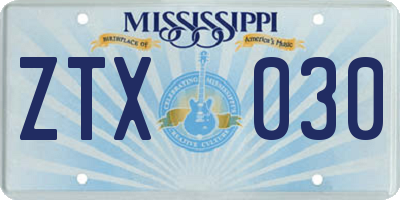MS license plate ZTX030