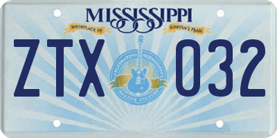 MS license plate ZTX032