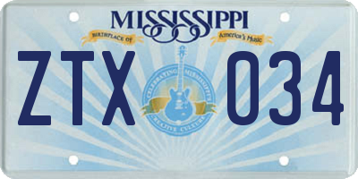 MS license plate ZTX034