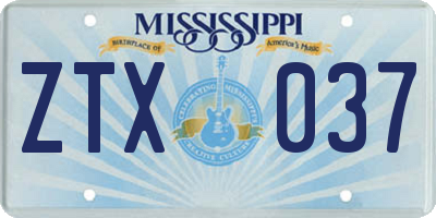 MS license plate ZTX037