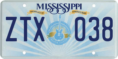 MS license plate ZTX038