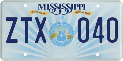 MS license plate ZTX040