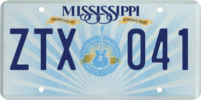 MS license plate ZTX041