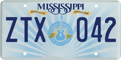 MS license plate ZTX042
