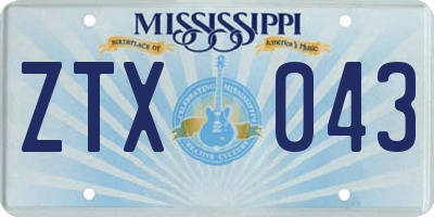 MS license plate ZTX043