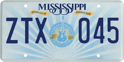 MS license plate ZTX045