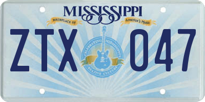 MS license plate ZTX047
