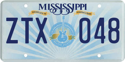 MS license plate ZTX048