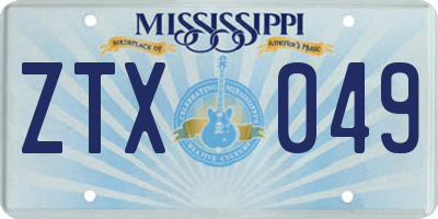 MS license plate ZTX049
