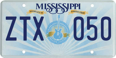 MS license plate ZTX050