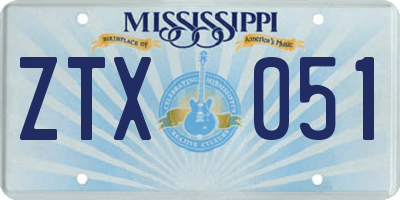 MS license plate ZTX051