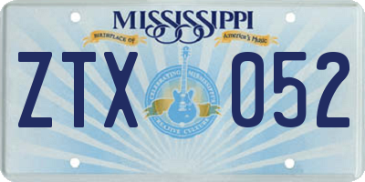 MS license plate ZTX052