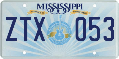 MS license plate ZTX053