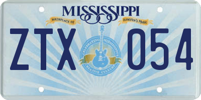 MS license plate ZTX054