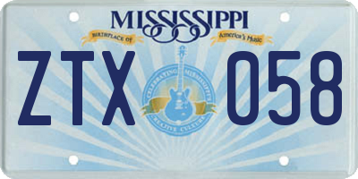 MS license plate ZTX058