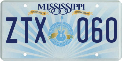 MS license plate ZTX060