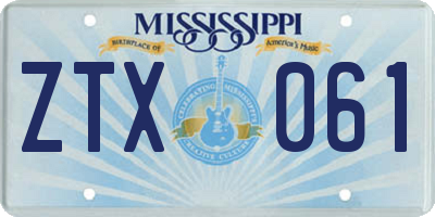 MS license plate ZTX061