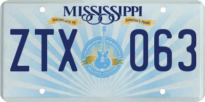 MS license plate ZTX063