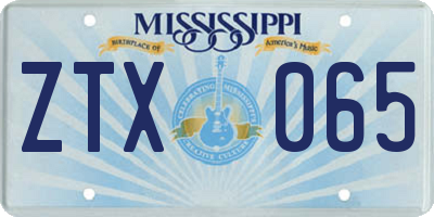 MS license plate ZTX065