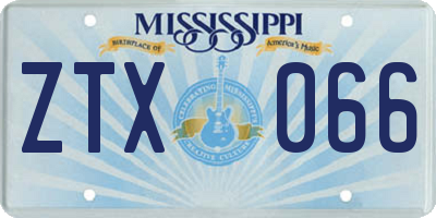 MS license plate ZTX066