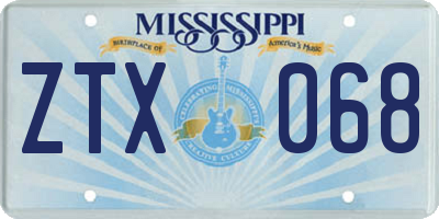 MS license plate ZTX068