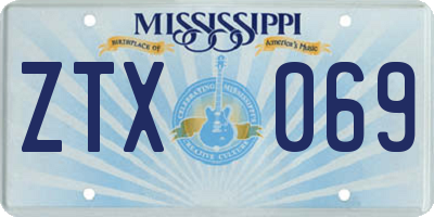 MS license plate ZTX069