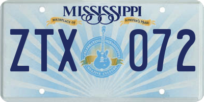 MS license plate ZTX072
