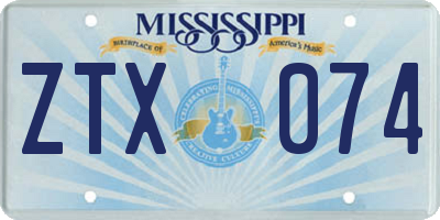 MS license plate ZTX074