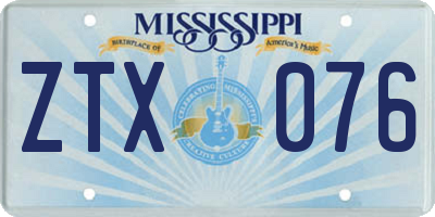MS license plate ZTX076