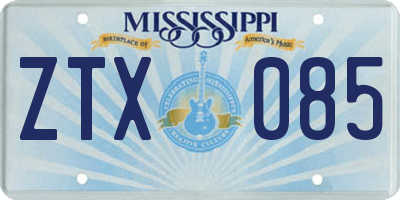 MS license plate ZTX085