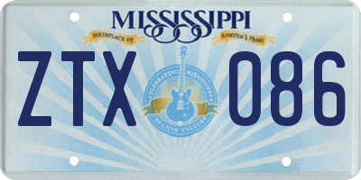 MS license plate ZTX086