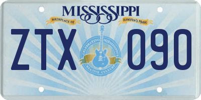 MS license plate ZTX090