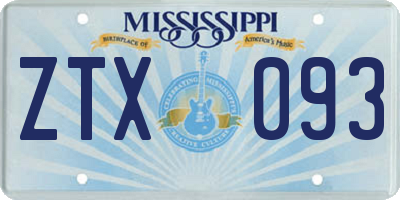 MS license plate ZTX093