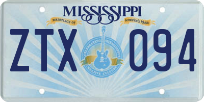 MS license plate ZTX094