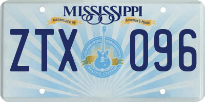 MS license plate ZTX096