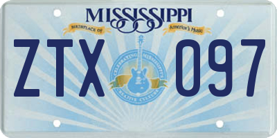 MS license plate ZTX097