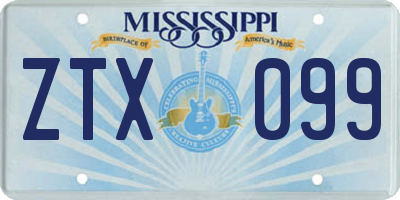 MS license plate ZTX099