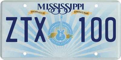 MS license plate ZTX100