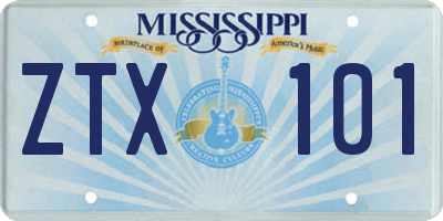 MS license plate ZTX101