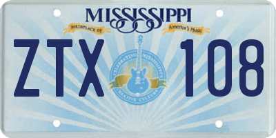 MS license plate ZTX108