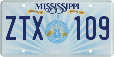 MS license plate ZTX109