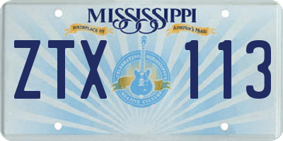 MS license plate ZTX113