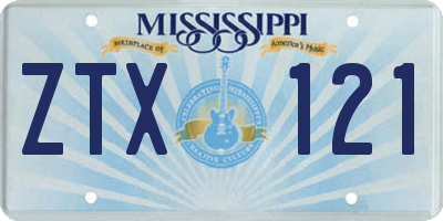 MS license plate ZTX121