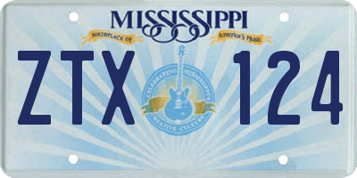 MS license plate ZTX124