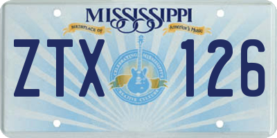 MS license plate ZTX126