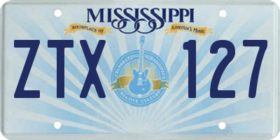 MS license plate ZTX127