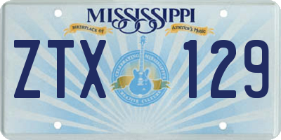 MS license plate ZTX129